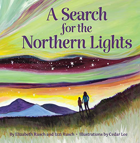 Book cover: child and parent silhouetted against a starry, colorful sky.