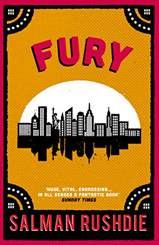 Book cover for "Fury" by Salman Rushdie with a city skyline.