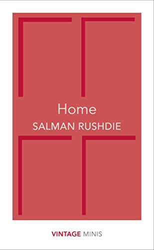 Book cover of Home by Salman Rushdie with red background and geometric white lines.