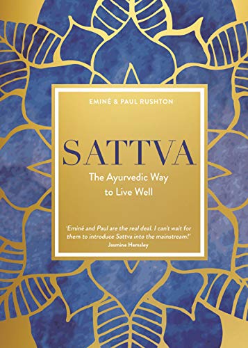 Book cover with gold lettering on a blue floral patterned background.