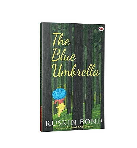 Book cover for "The Blue Umbrella" depicting a forest and small figure.