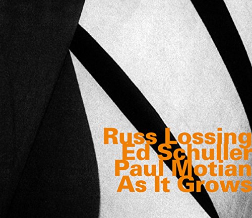 Album cover with orange text on a black, white, and gray background.