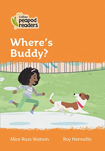 Book cover: girl and dog running in a park, illustrated style.