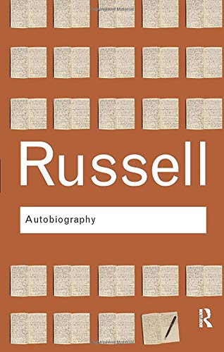 Book cover: Russell’s “Autobiography, Volume 4” with repeating book imagery.