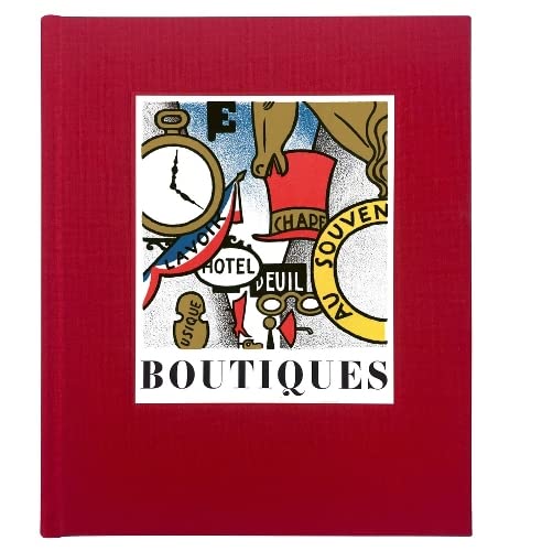 Red book cover with vintage-style illustration and the title "Boutiques".