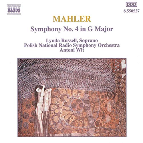 CD cover for Mahler’s Symphony No. 4 featuring artwork of a figure.