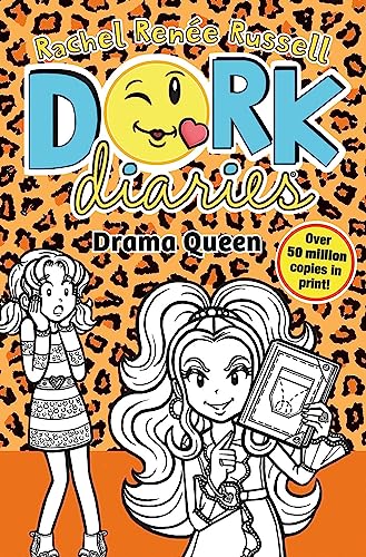 Book cover for Dork Diaries: Drama Queen featuring two illustrated girls on leopard print.