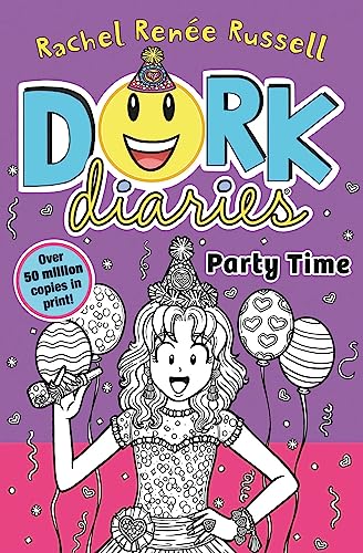 Book cover for Dork Diaries: Party Time featuring an illustrated girl with party balloons.
