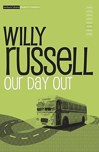 Green book cover with black text and a vintage school bus illustration.