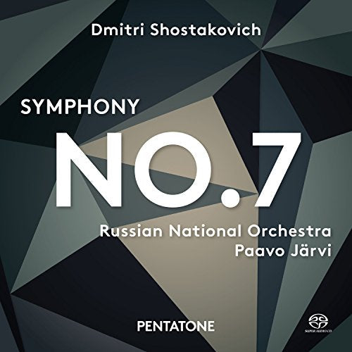 A CD cover featuring a geometric pattern, titled "Symphony No. 7" by Shostakovich.