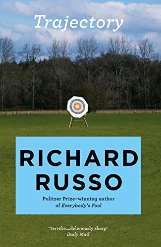 Book cover featuring an archery target in a field with author Richard Russo.