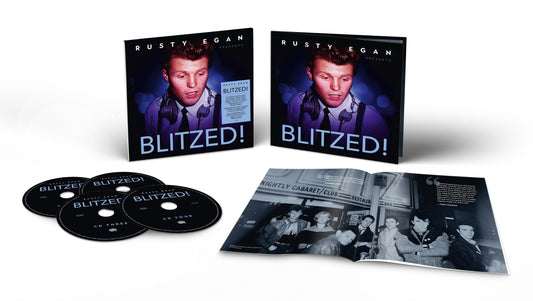 Rusty Egan Presents Blitzed deluxe CD set with case, four discs, and photo booklet.