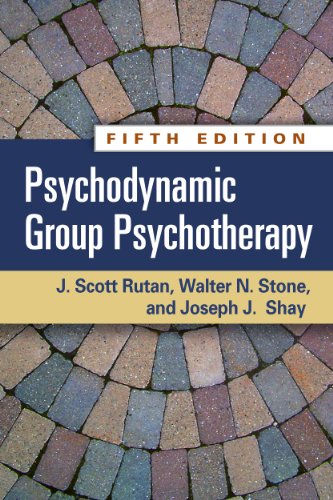 Book cover: "Psychodynamic Group Psychotherapy," fifth edition, with brick background.