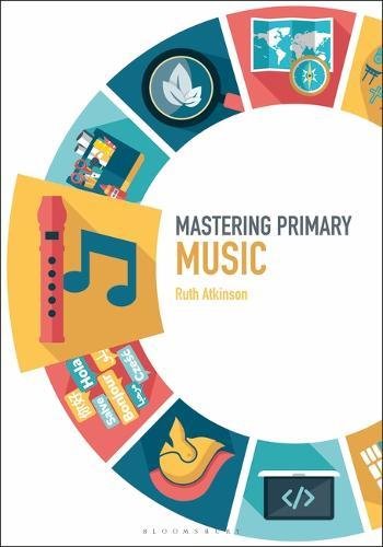 Book cover: "Mastering Primary Music" with musical notes and instruments.