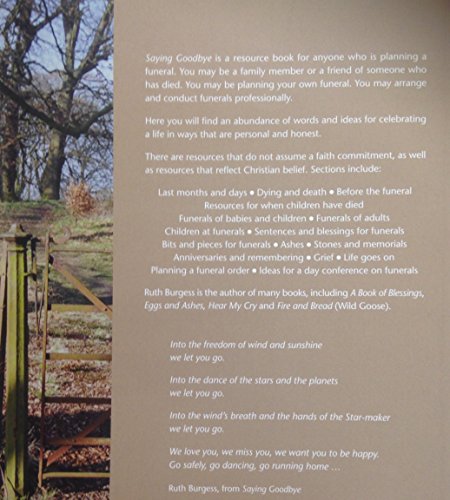 Book back cover with text about funeral planning and a winter landscape.