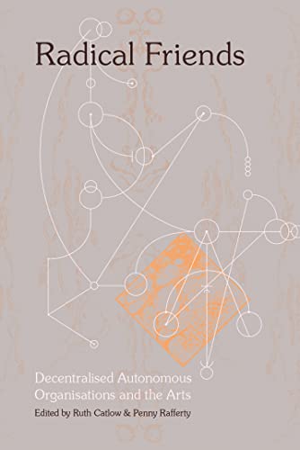 Book cover: "Radical Friends" with abstract line art and text.