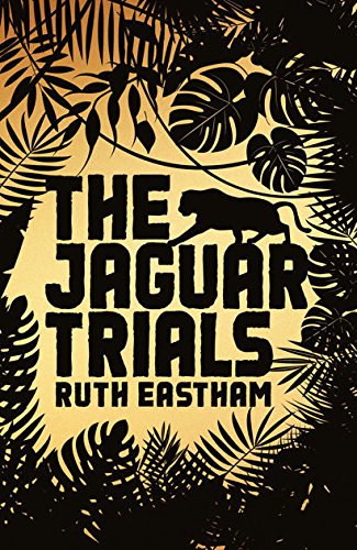 Book cover with bold text, a jaguar silhouette, and tropical foliage.