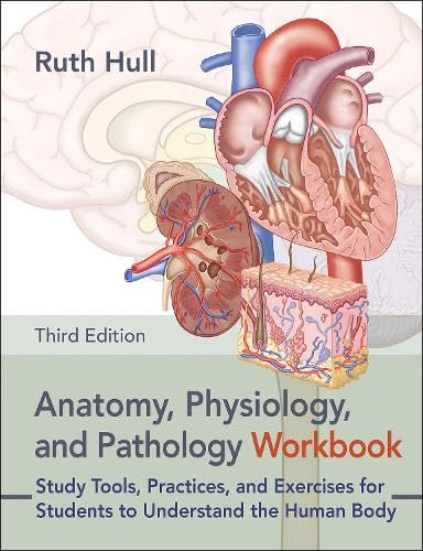 Anatomy workbook cover with illustrations of brain, heart, kidneys, and skin.