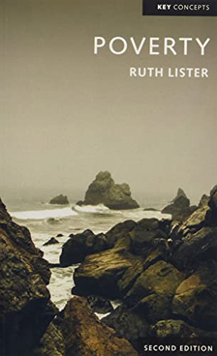 Book cover titled "Poverty" by Ruth Lister, with a seascape background.