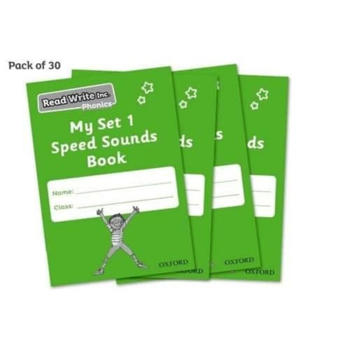 Green "Read Write Inc. Phonics: My Set 1 Speed Sounds" workbooks, pack of 30.