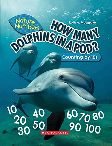 Book cover with dolphins and numbers for counting by tens.
