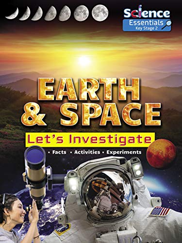 Book cover: "Earth & Space" with phases of the moon and astronauts.