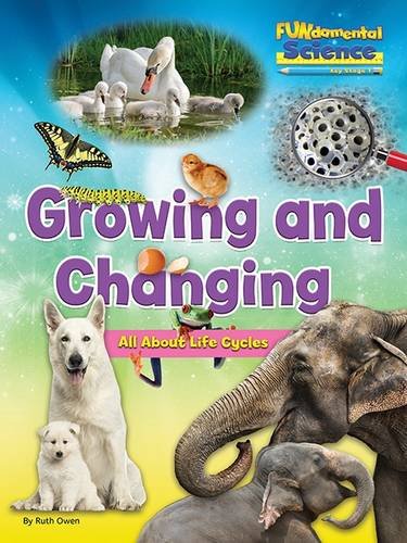 Book cover depicting animal life cycles: swan, butterfly, elephant, and frog.
