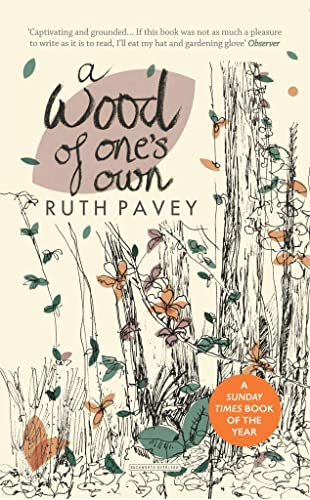 Book cover with illustrated foliage and handwritten title, “A Wood of One’s Own.”