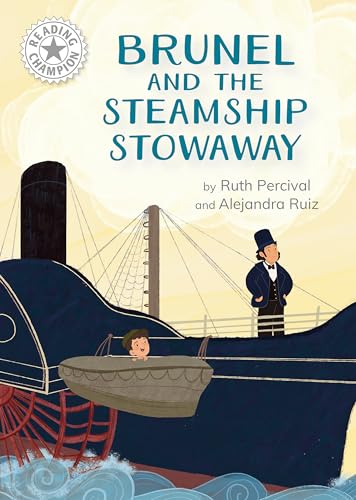 Book cover: Brunel and a stowaway boy near a steamship.
