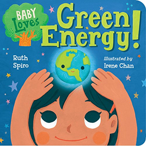 Board book cover with hands holding a glowing Earth and “Green Energy!” text.