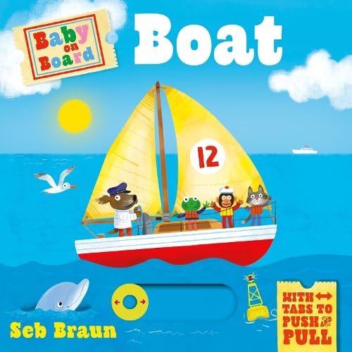 Colorful children’s book cover featuring animal characters on a yellow sailboat.