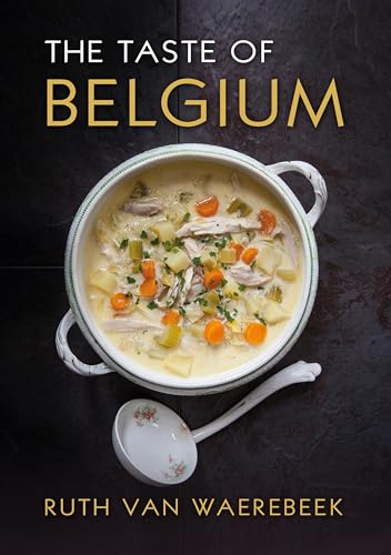 Book cover titled The Taste of Belgium featuring a bowl of stew and ladle.