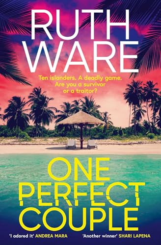 Book cover featuring a tropical beach with palm trees and a parasol at sunset.