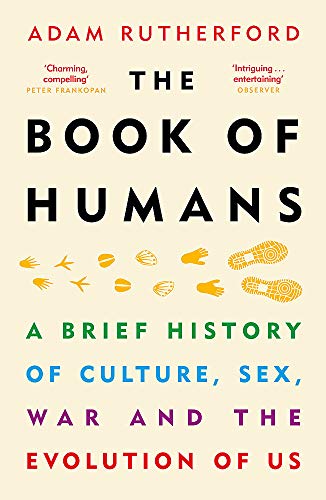 Book cover: "The Book of Humans" with illustrations of hands and footprints.