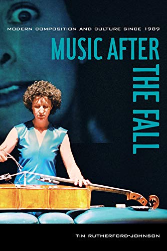 Book cover: “Music After the Fall” featuring a woman playing a unique instrument.