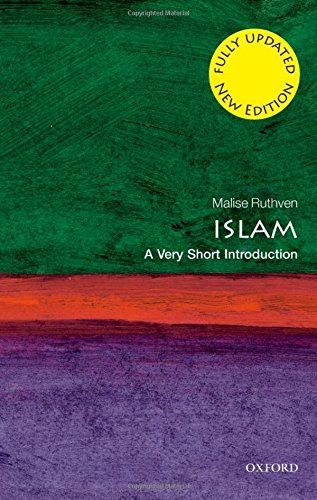 Book cover for Islam: A Very Short Introduction with green, orange, and purple textured background.