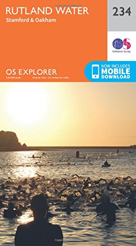 Ordnance Survey Explorer map 234 for Rutland Water, Stamford and Oakham.