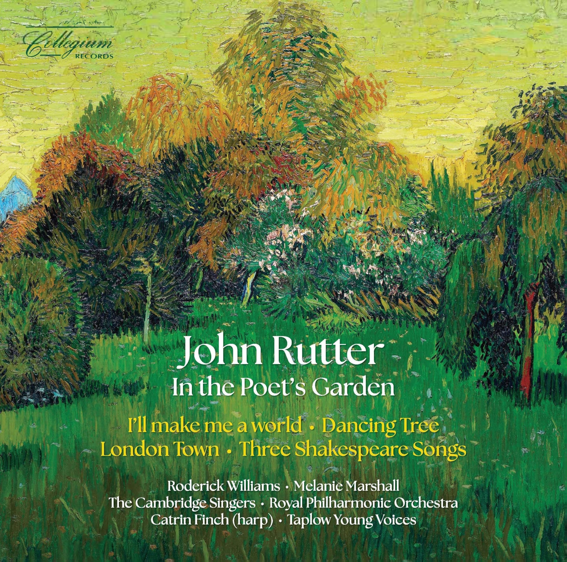 CD cover for John Rutter’s “In the Poet’s Garden” with floral painting.