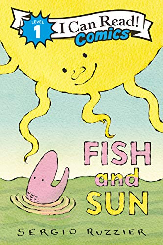 Book cover featuring a large yellow sun and a small pink fish.