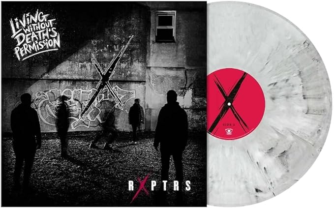 Vinyl record with graffiti-style cover art featuring figures and crossed rifles.