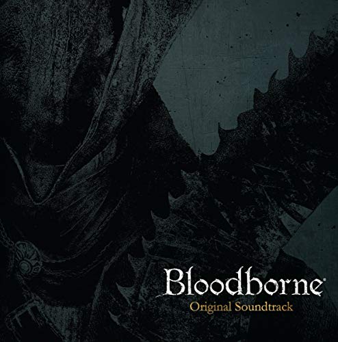 Bloodborne original soundtrack vinyl cover art featuring a dark, textured silhouette of a hunter.