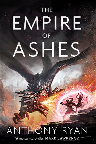 Book cover: a dragon breathes fire toward figures with magical energy.
