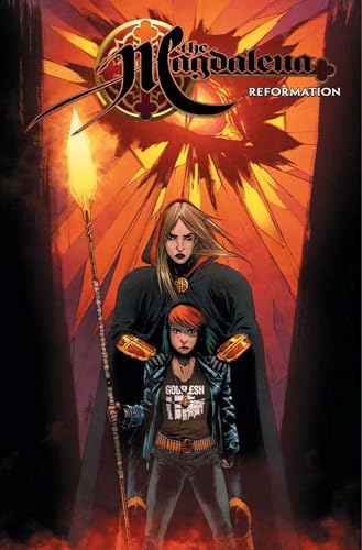 Book cover featuring two hooded figures against a fiery, abstract background.