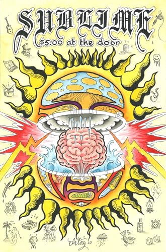 Hand-drawn poster for Sublime concert, featuring a sun with a brain.