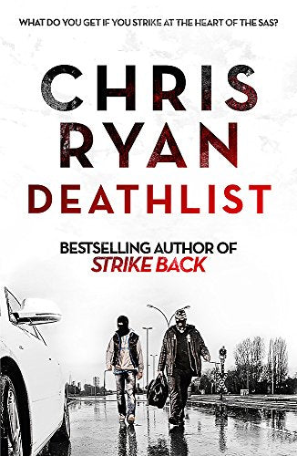 Book cover: two figures walking on a wet street, text “Deathlist.”