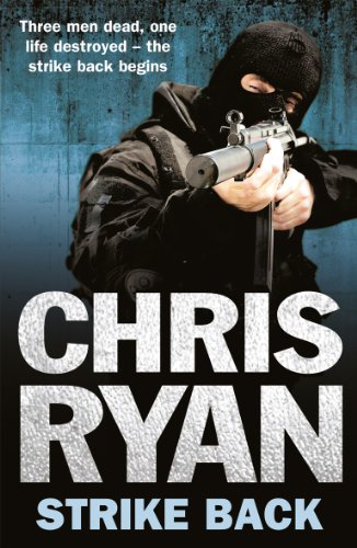 Book cover featuring a masked figure aiming a gun, bold text "Chris Ryan.