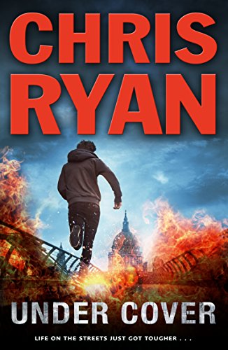 Book cover: man running from fiery destruction in a city.