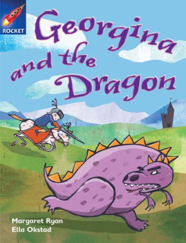 Book cover: girl on horseback facing a purple, spiky dragon.