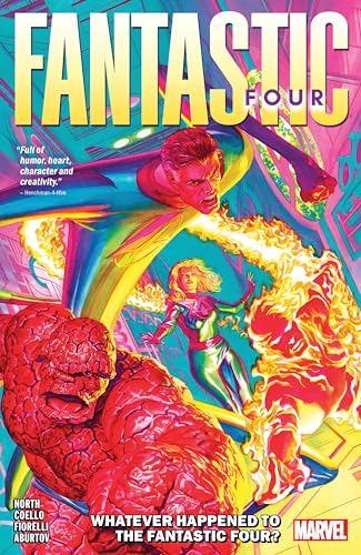 Comic book cover featuring the Fantastic Four in dynamic action poses.