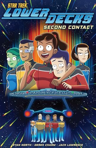 “Star Trek: Lower Decks” comic cover featuring four animated characters.